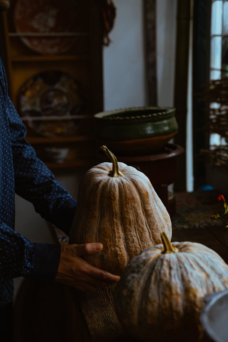 Man Holding Pumpkin In Hands