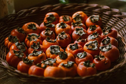 Close-up View of Persimmons