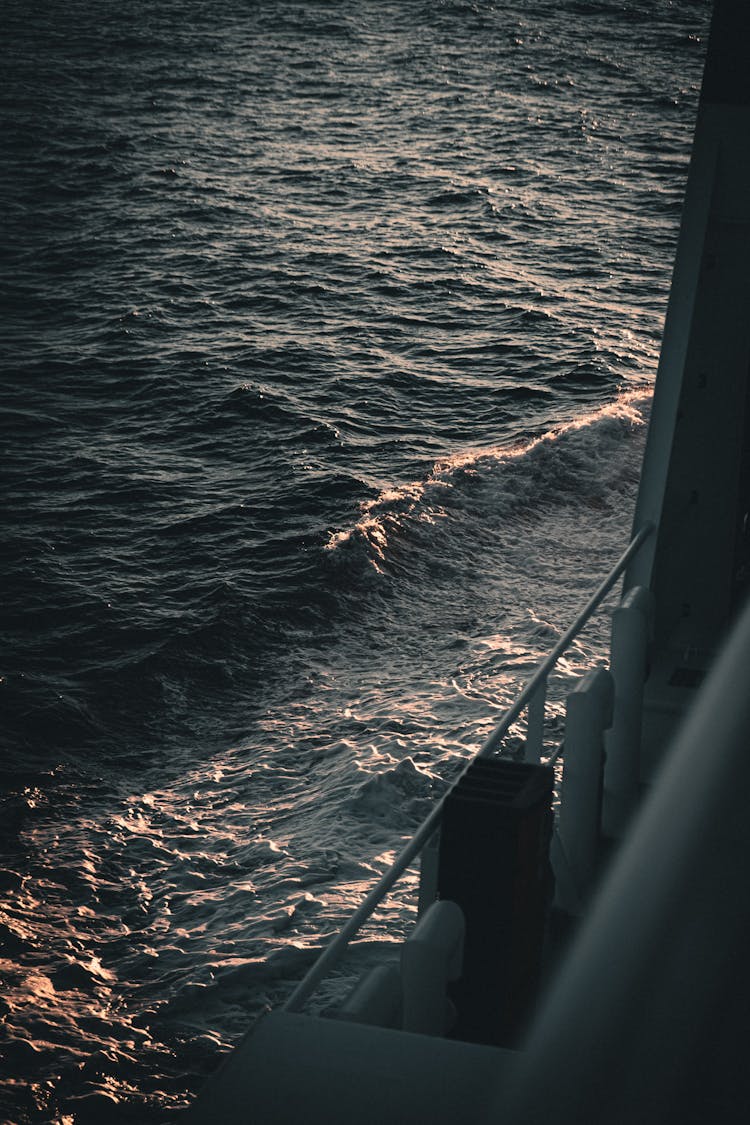 A Boat Deck Overlooking Ocean Waves