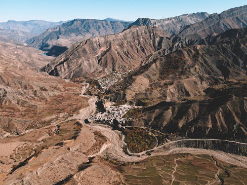 Aerial View of Brown Rocky Mountain