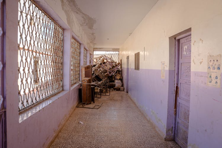 Shabby Hallway Of A School 