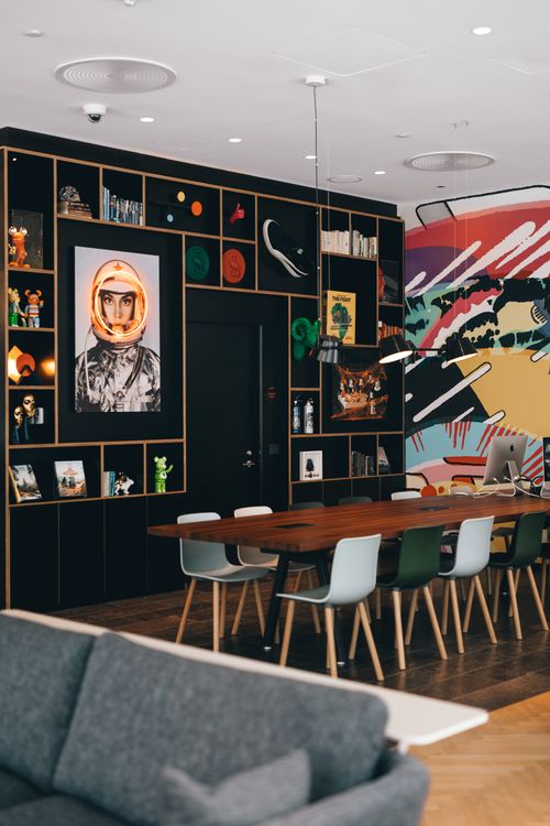 Free Explore a colorful, modern office space with unique art in Washington, DC. Stock Photo