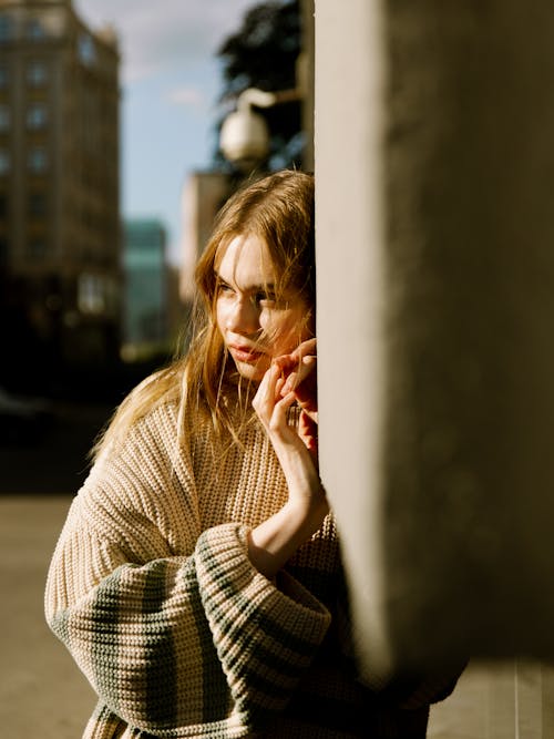 Beautiful Woman in Knitted Sweater