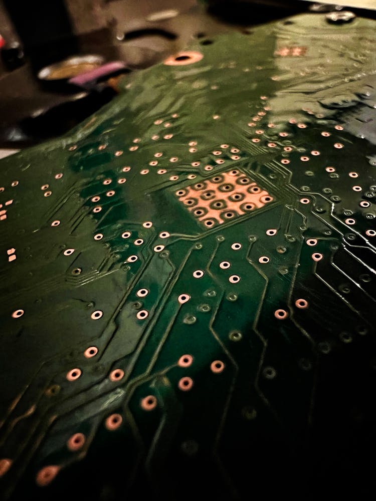 Close-up Of A Chip On A Board Inside A Computer 