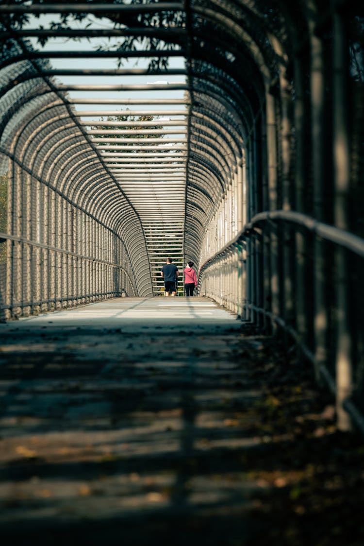 Enclosed Bridge With Steel Fence 