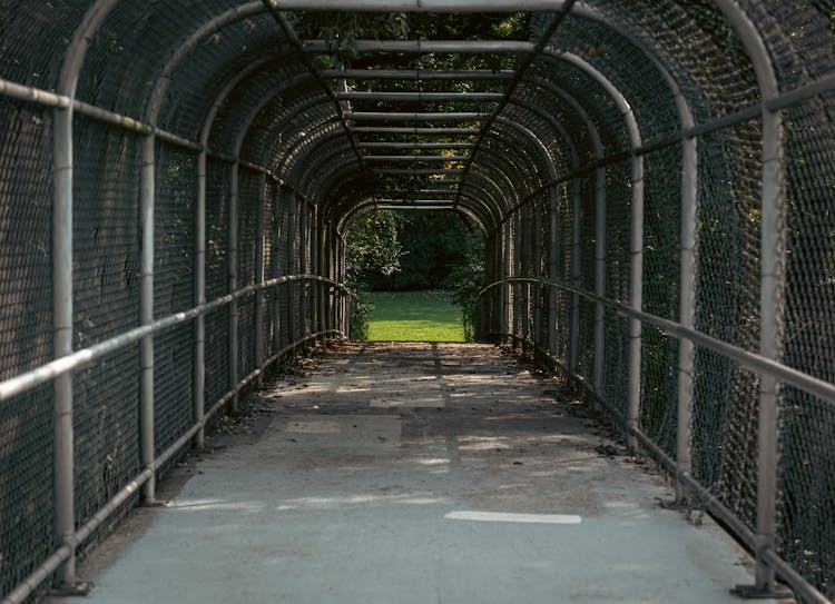 Enclosed Bridge With Steel Fence 