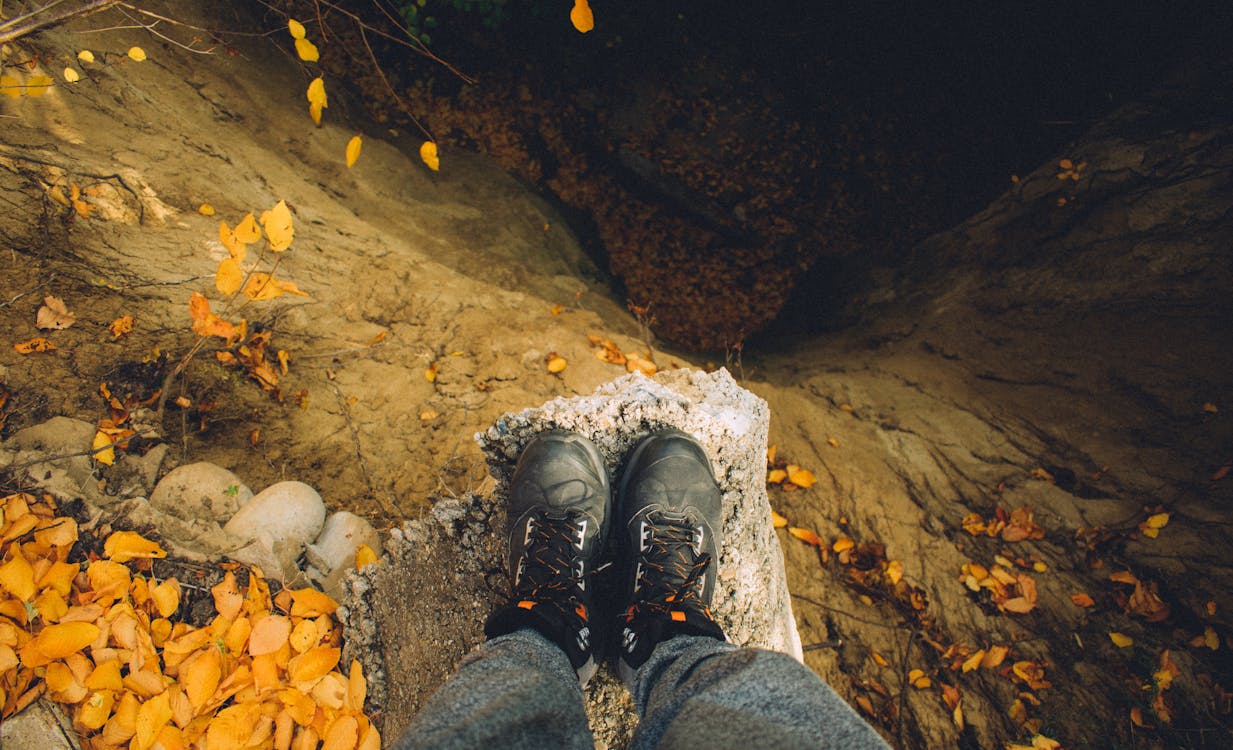 Free Footwear on a Cliff Stock Photo