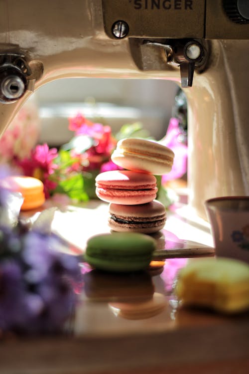 Close-up Photo of Stacked Macarons 