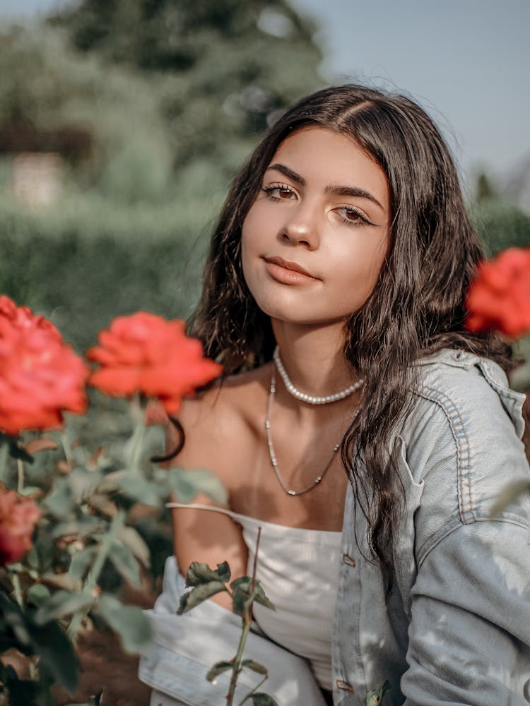 Young Woman Among Flowers