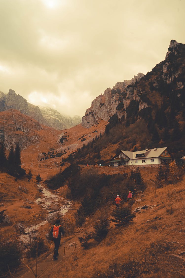 People Hiking In Valley