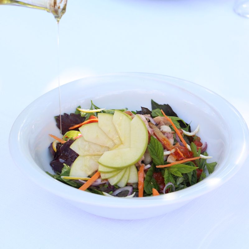 Roasted Rhubarb Apple Salad with Candied Seeds