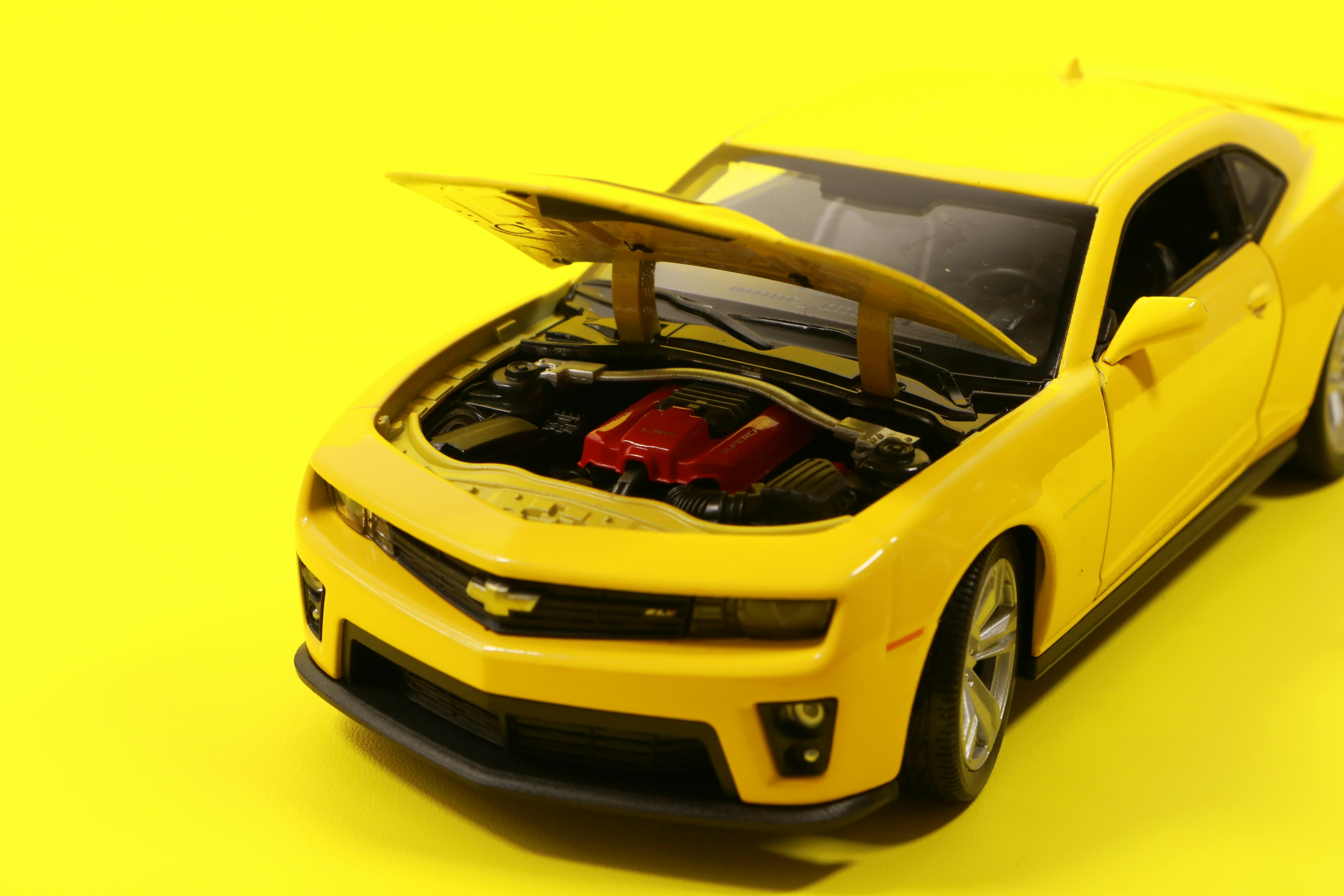 Yellow Chevrolet Camaro Die Cast Model Free Stock Photo