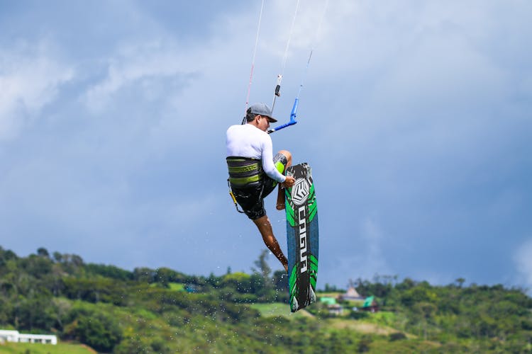 Overcast And Man Kitesurinf