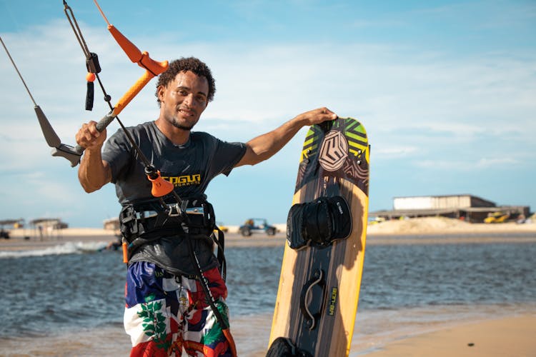 Kite Surfer On Beach