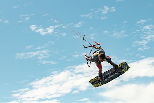 A Kiteboarder in the Air