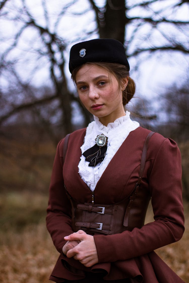 Girl In Historical Costume Of 19th Century