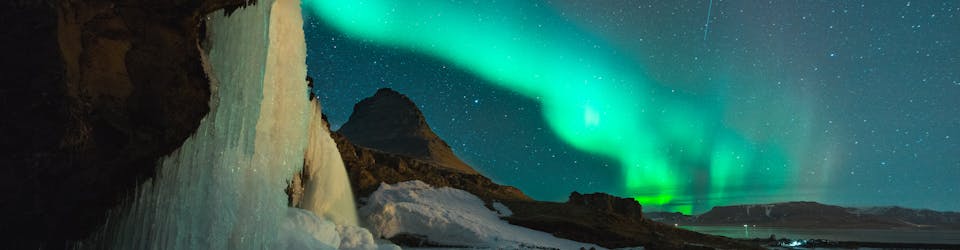Water Falls and Aurora, Iceland