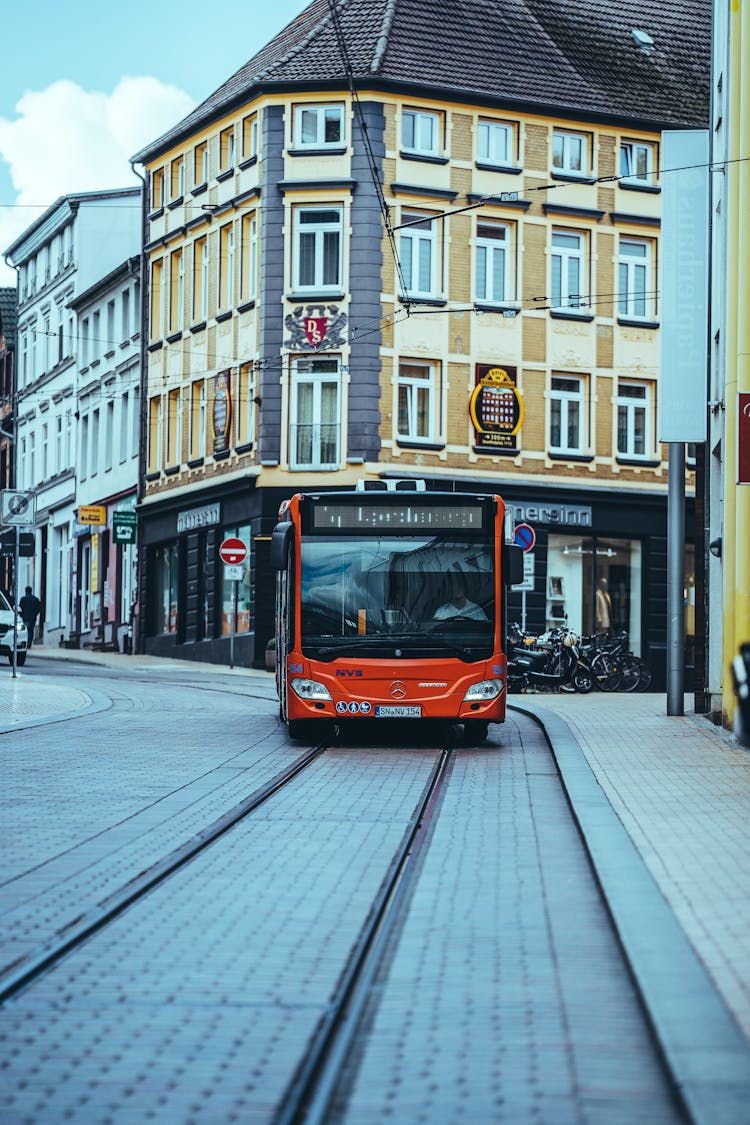 Trolleybus In Centre Of Town