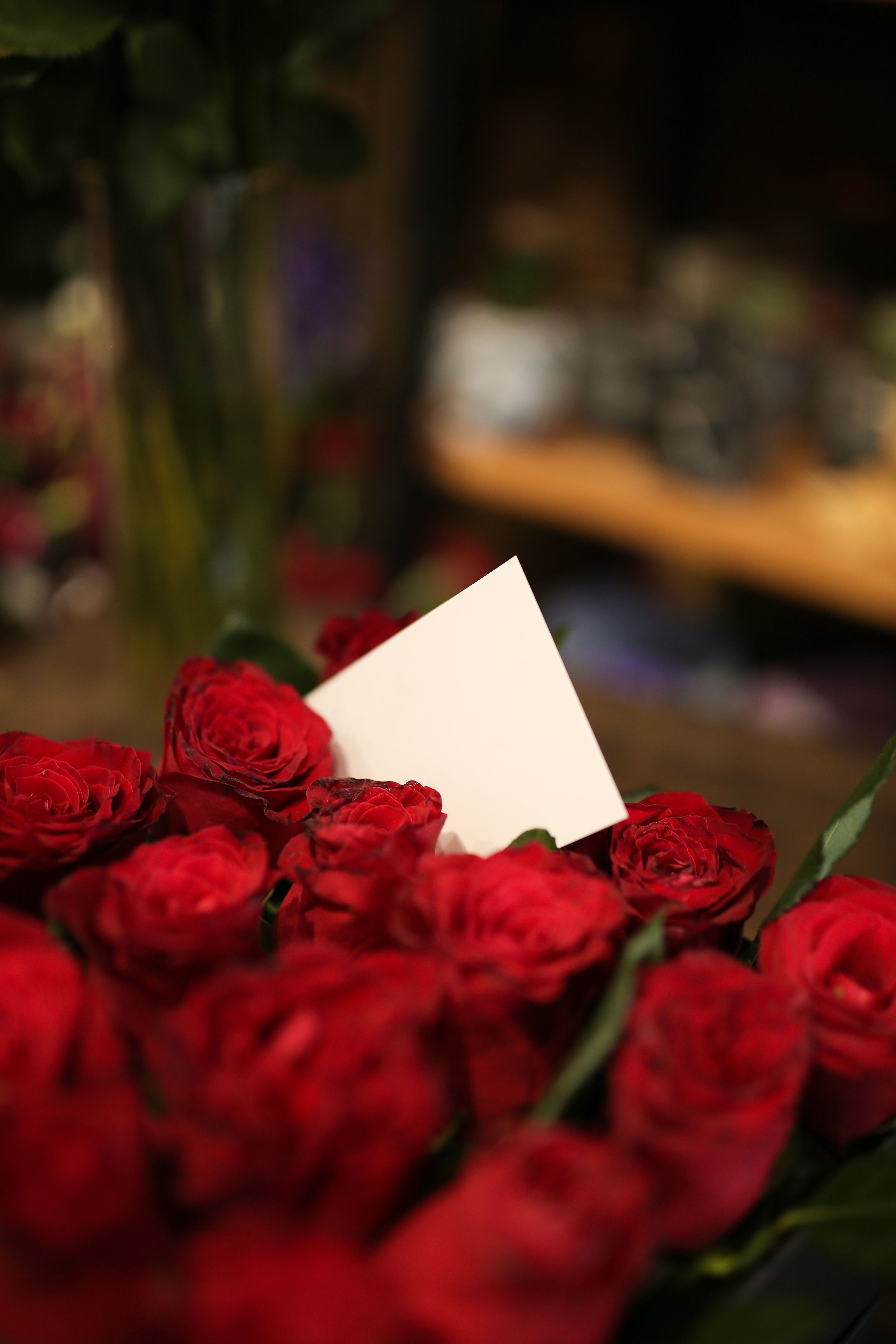 Romantic bouquet with a card