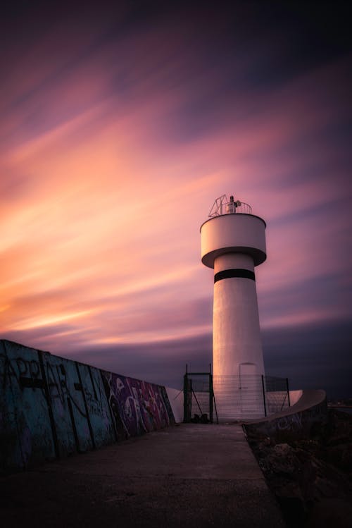 Free Long Exposure Lighthouse during an Afterglow  Stock Photo