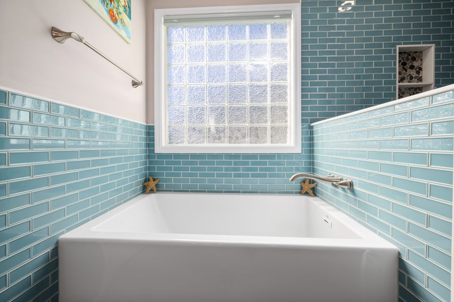 Custom bathroom with walk-in shower