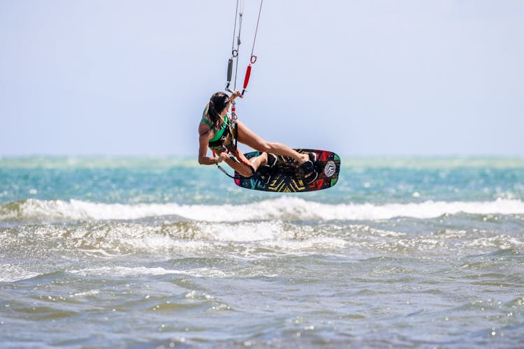 A Woman Kitesurfing