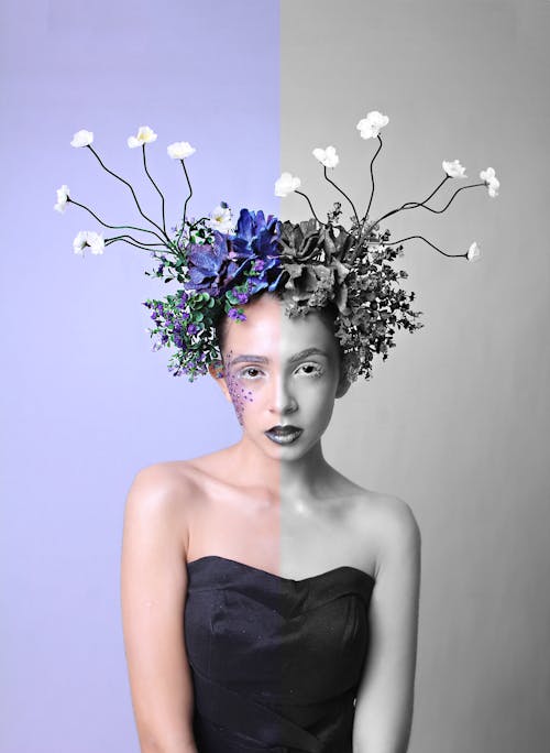 Základová fotografie zdarma na téma fashion modelka, fialová, fialové květiny