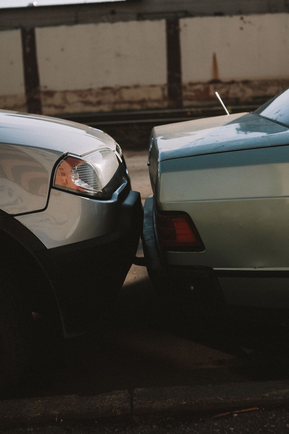 Aftermath of a motor vehicle accident on the road
