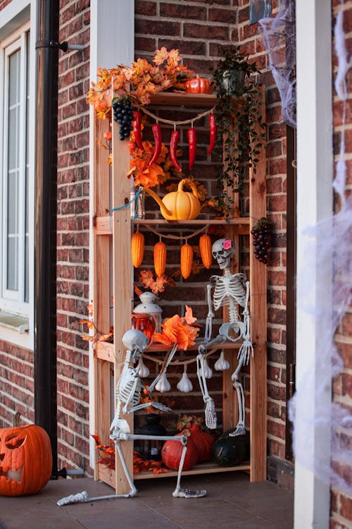 Shelves Covered in Halloween Decorations