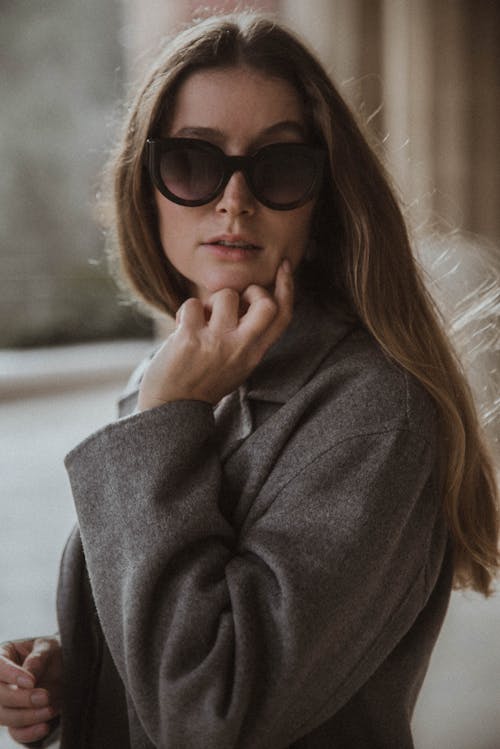 Beautiful Brunette Woman Wearing Sunglasses