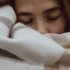 Cream & Brown Plaid Blanket Scarf