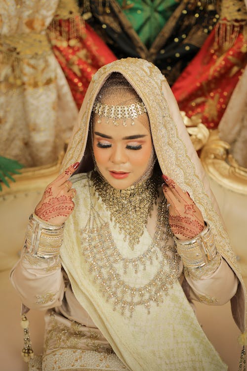  A Bride in Traditional Wedding Dress