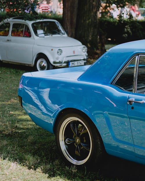 Blue Paint of a Vintage Car