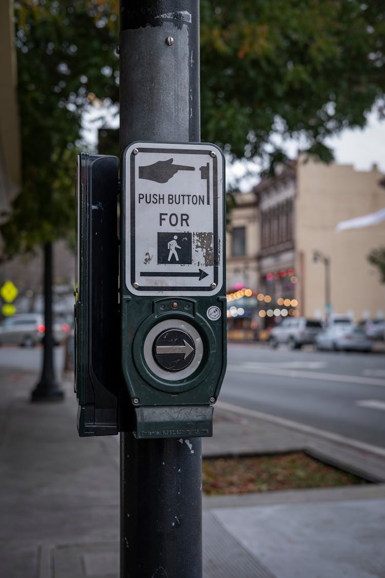 Close Up Of Button On Pedestrian Crossing