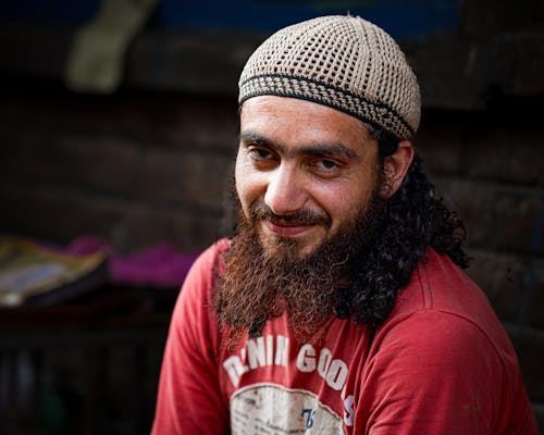 Bearded Man Wearing a Red Shirt