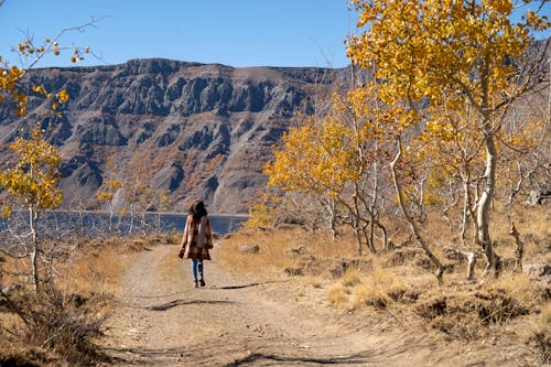 Woman Walking on Dirt Road