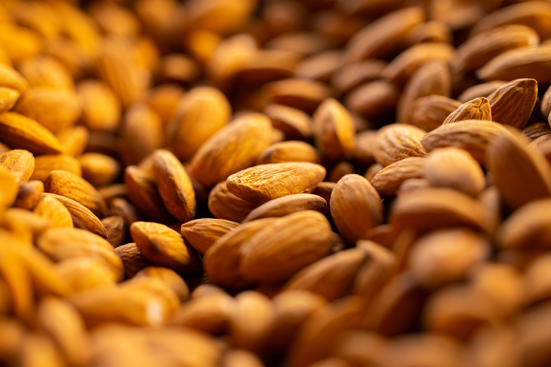 Detailed close-up of brown raw almonds showcasing texture and natural appearance.