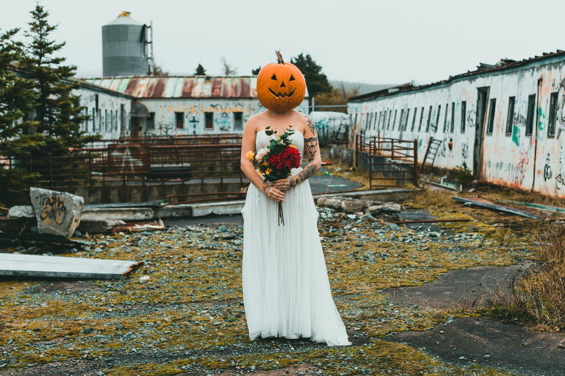 Bride with Pumpkins on Her Head