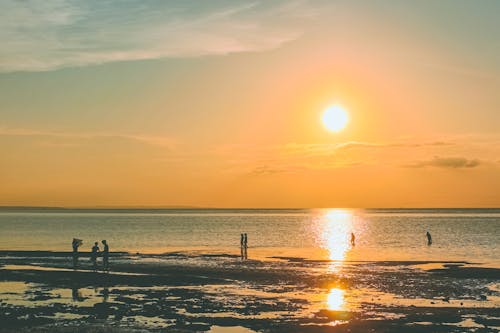 夕日と海