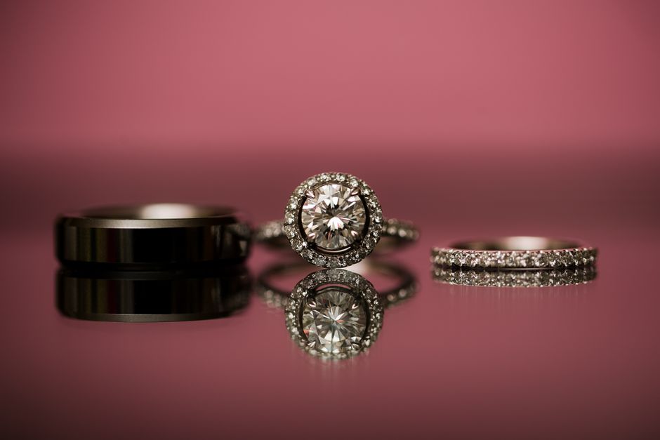Complementary antique style engagement ring and matching wedding band Complementary antique style engagement ring and matching wedding band