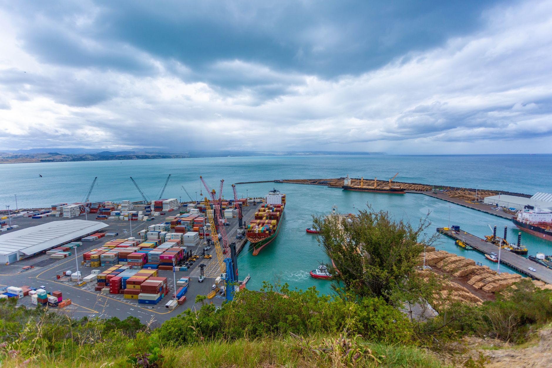 Aerial view of a shipping container yard representing data moving between systems