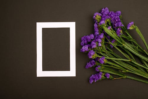 Frame against Black Background with Flowers