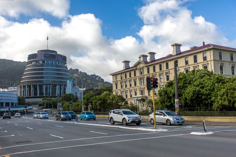 The Beehive parliament building in Wellington New Zealand