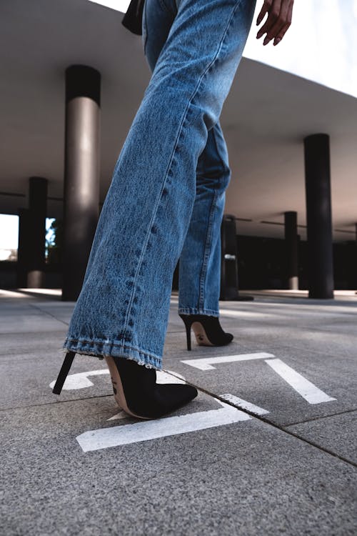 Woman Wearing High Heels with Jeans