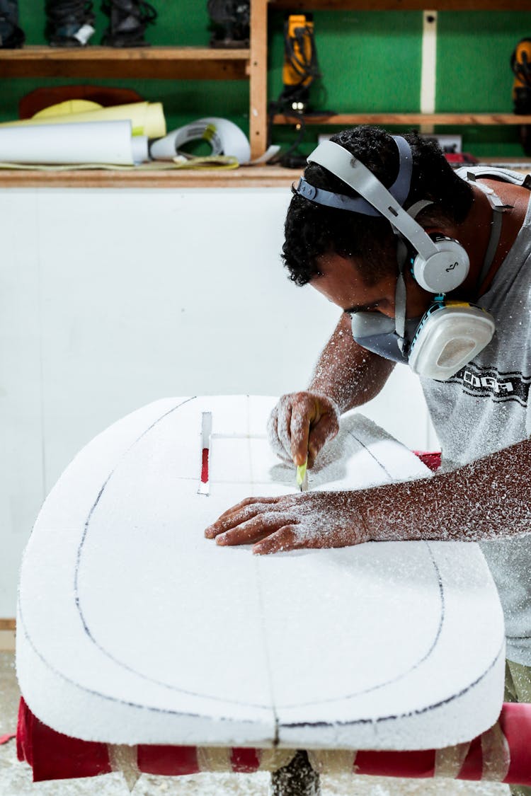 Designer Working With Styrofoam