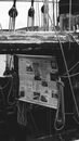 Grayscale Photo of a Manuscript in a Vintage Ship