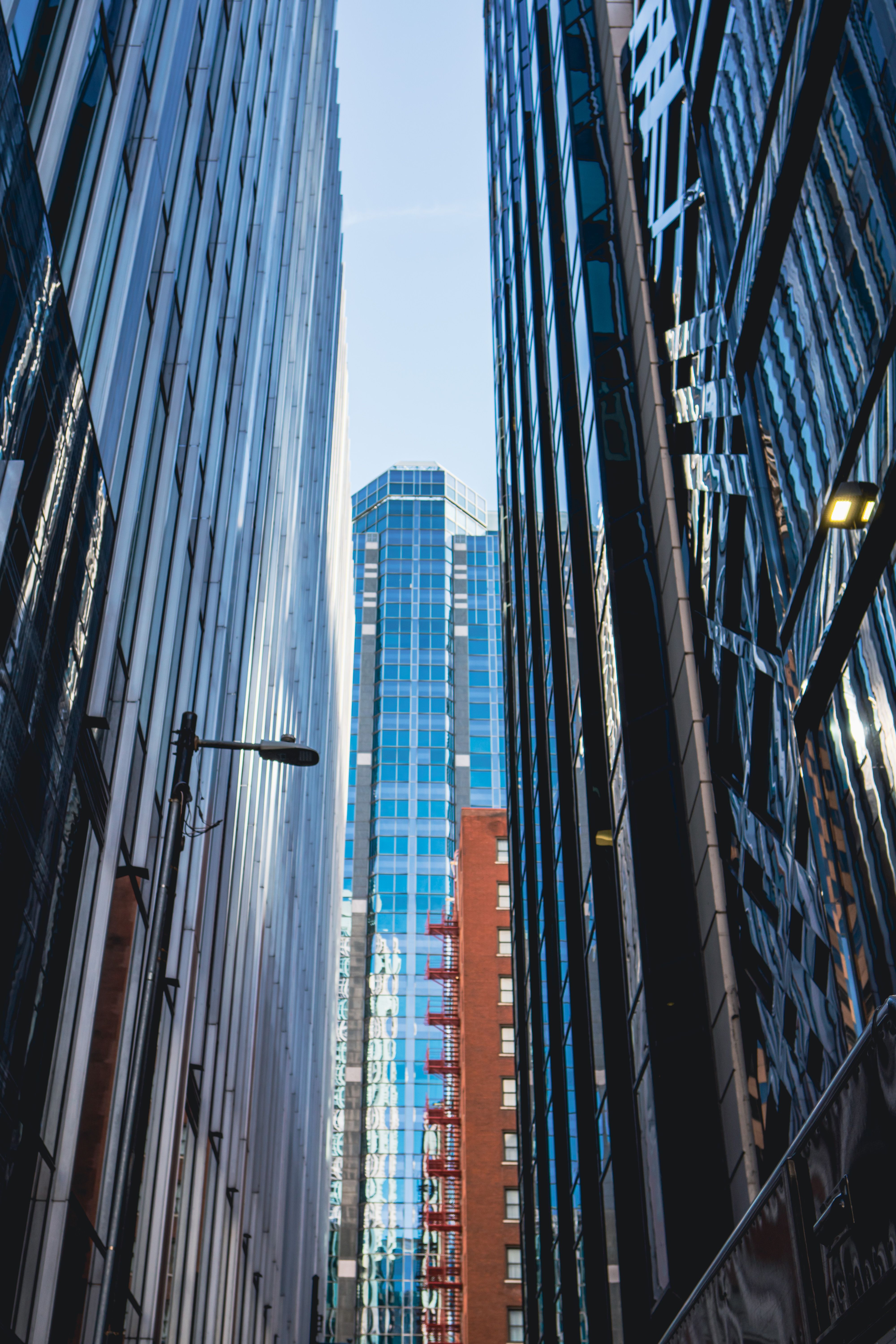 A Low Angle Shot of High Rise Buildings in the City · Free Stock Photo