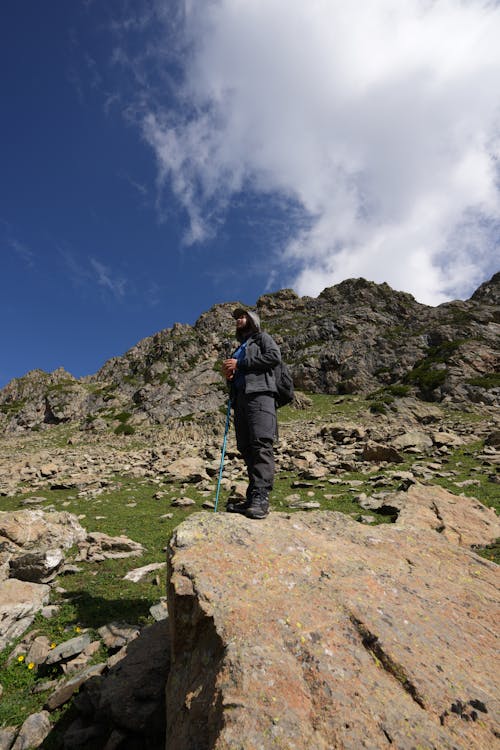 A Hiker Standing on a Rock