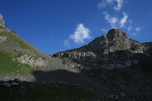 A Rock Formation Under the Blue Sky and White Clouds