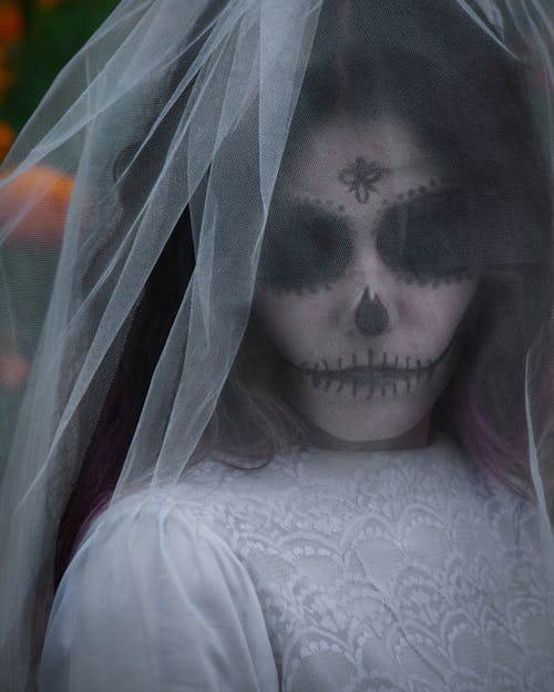 A Spooky Bride Wearing a Wedding Dress